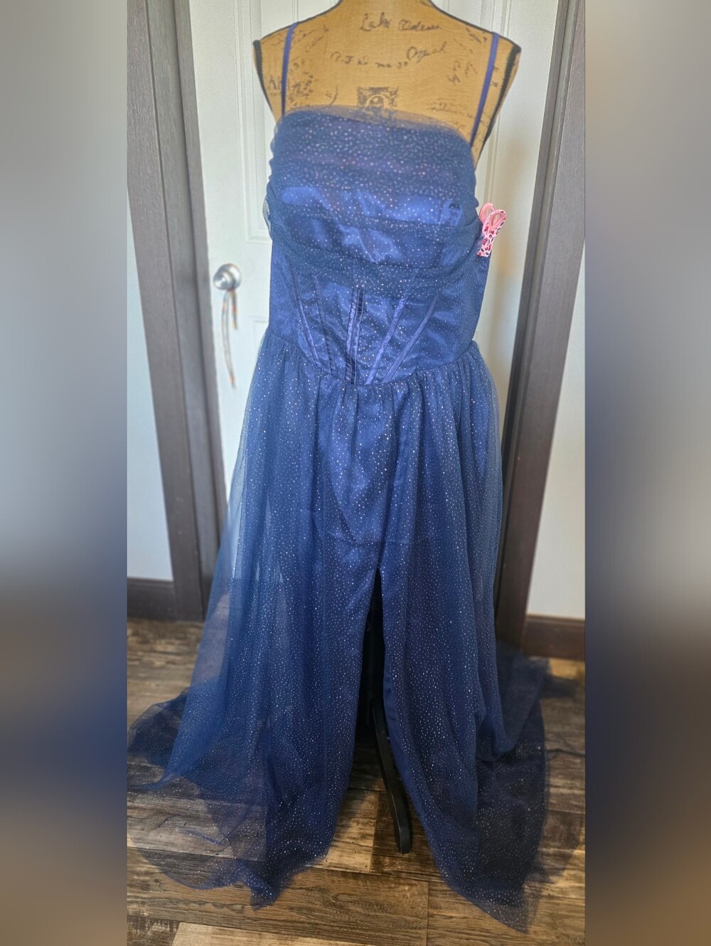Navy Sparkle Tulle Evening Gown 16W